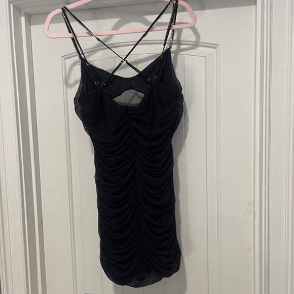 Sandra Mesh Ruched Bodycon Dress in Black- SIZE XL - Picture 2 of 6